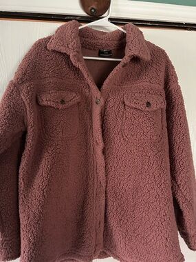 Plush Teddy Sherpa Jacket in Dusty Rose